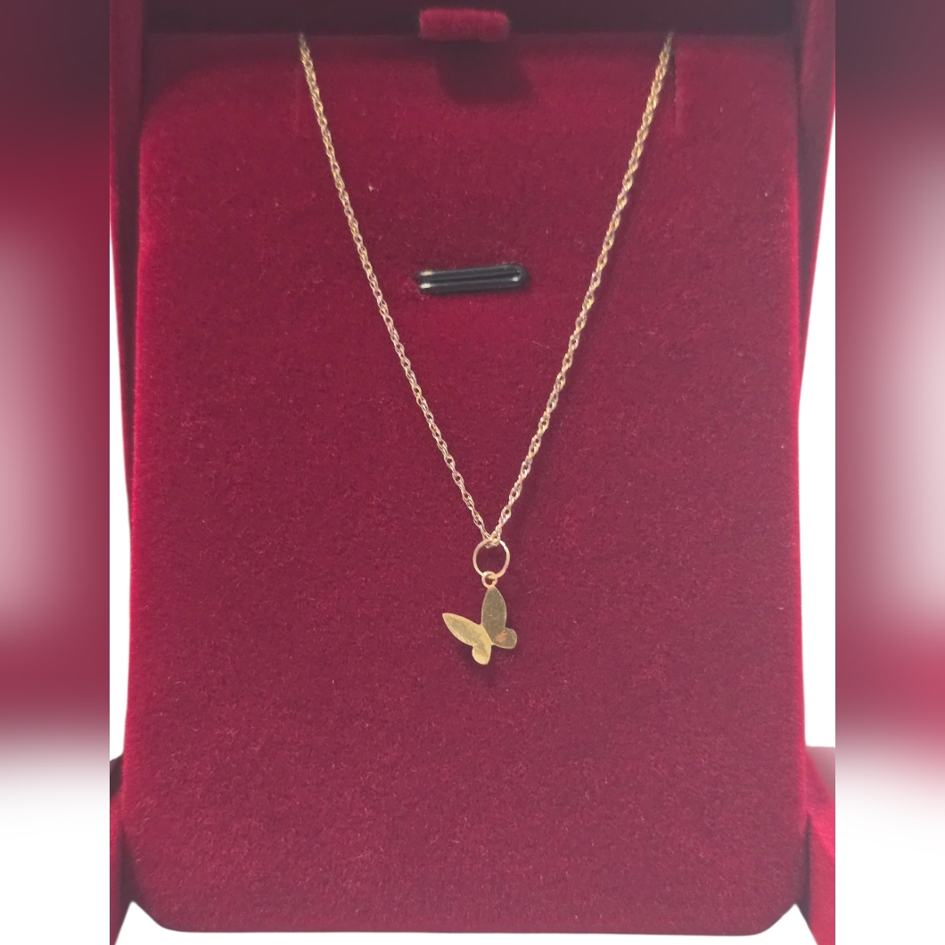 10k Gold Butterfly Pendant Necklace